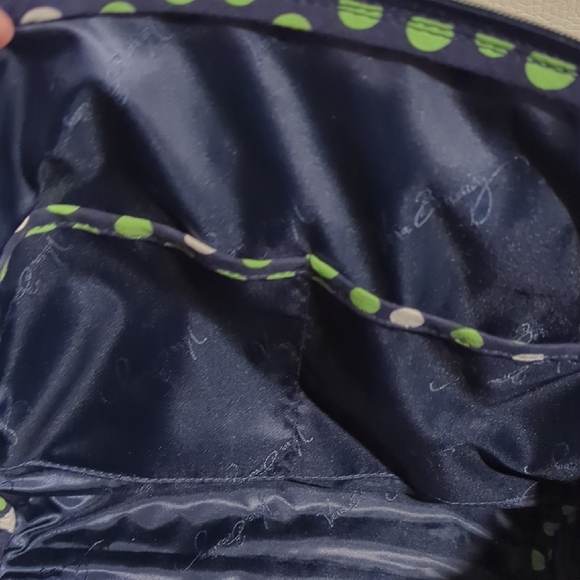 Vera Bradley Navy and Lime Green Polka Dot Tote - Picture 7 of 8